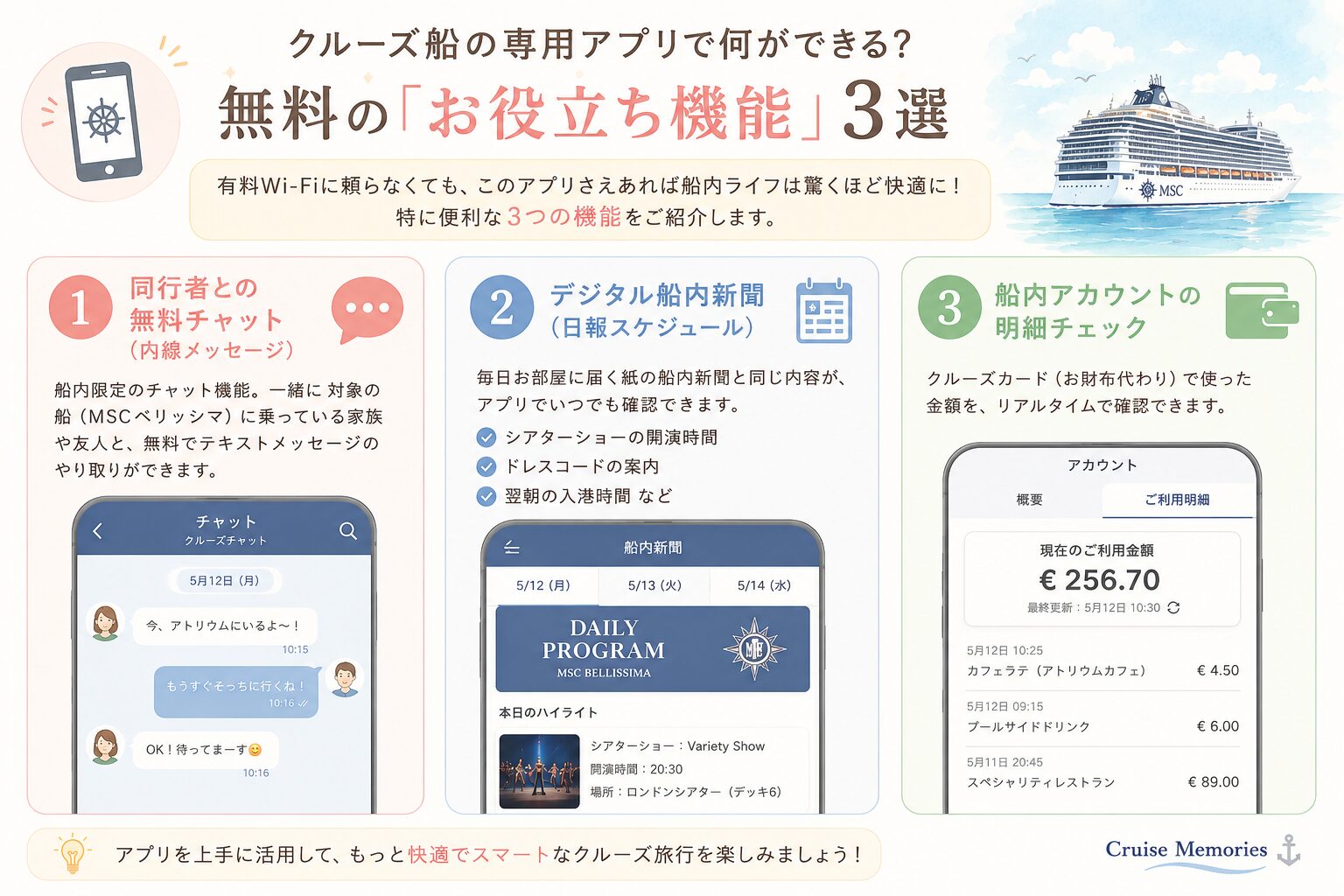 MSC for Me アプリ3つの便利機能