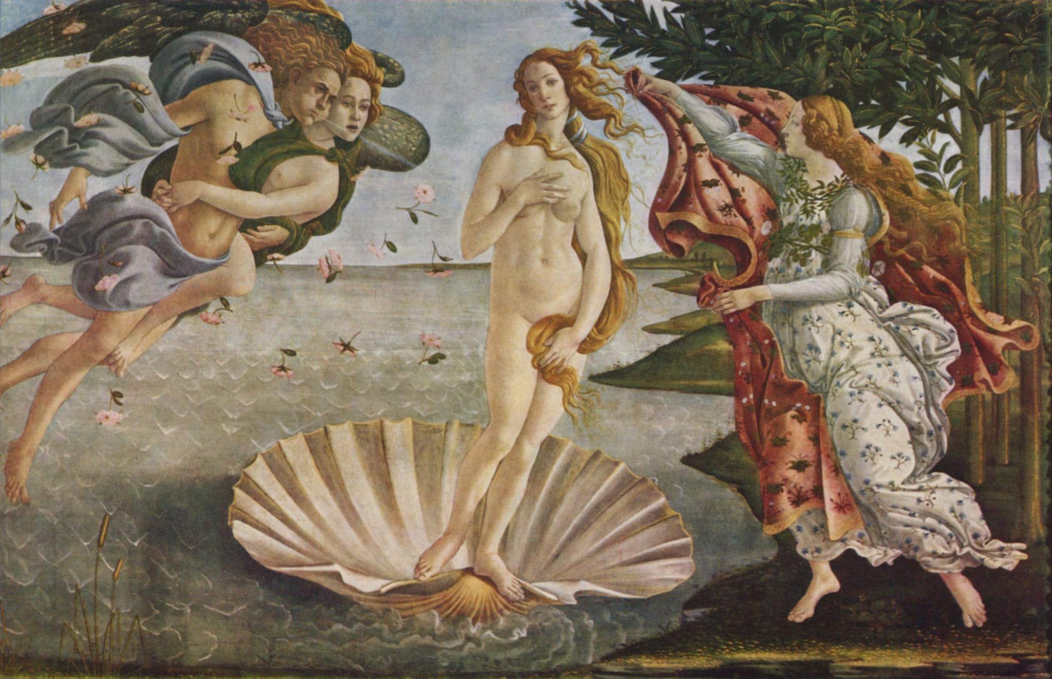 ボッティチェリ『ヴィーナスの誕生』本物の絵画写真(Wikimedia Commons)